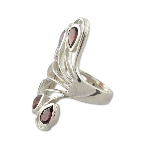 Alternate image for 3.5 Cts Garnet and Sterling Silver Ring from India Jewelry Wing of Love