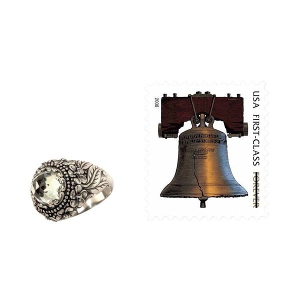 Alternate image for Prasiolite and Sterling Silver Floral Cocktail Ring Graceful Plumeria