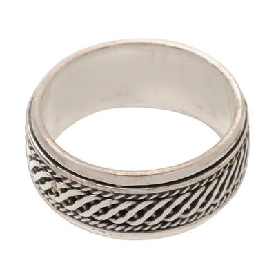 Alternate image for Handcrafted Sterling Silver Meditation Spinner Ring Speed