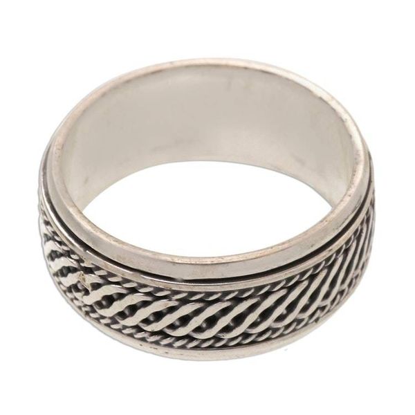 Alternate image for Handcrafted Sterling Silver Meditation Spinner Ring Speed