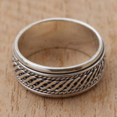 Alternate image for Handcrafted Sterling Silver Meditation Spinner Ring Speed