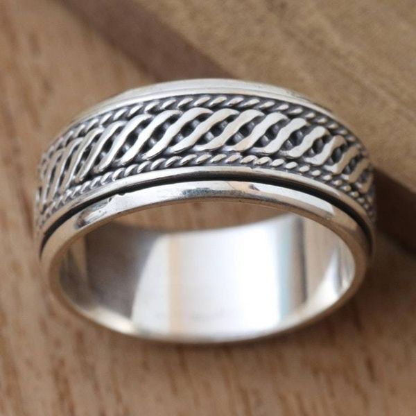Alternate image for Handcrafted Sterling Silver Meditation Spinner Ring Speed