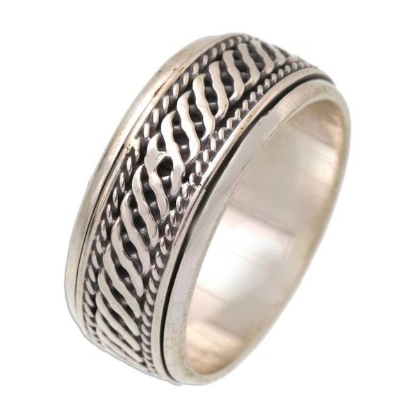 Alternate image for Handcrafted Sterling Silver Meditation Spinner Ring Speed