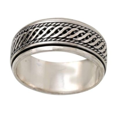 Alternate image for Handcrafted Sterling Silver Meditation Spinner Ring Speed