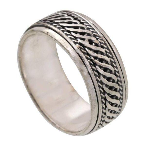 Alternate image for Handcrafted Sterling Silver Meditation Spinner Ring Speed