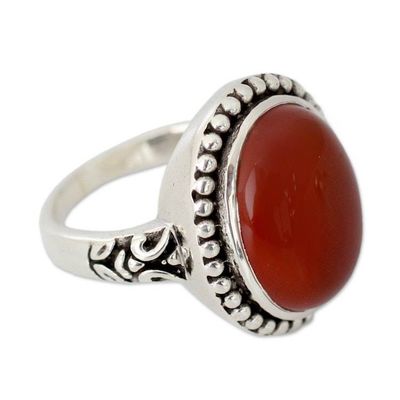 Alternate image for Enhanced Red Onyx and Sterling Silver Cocktail Ring Glowing Sunset
