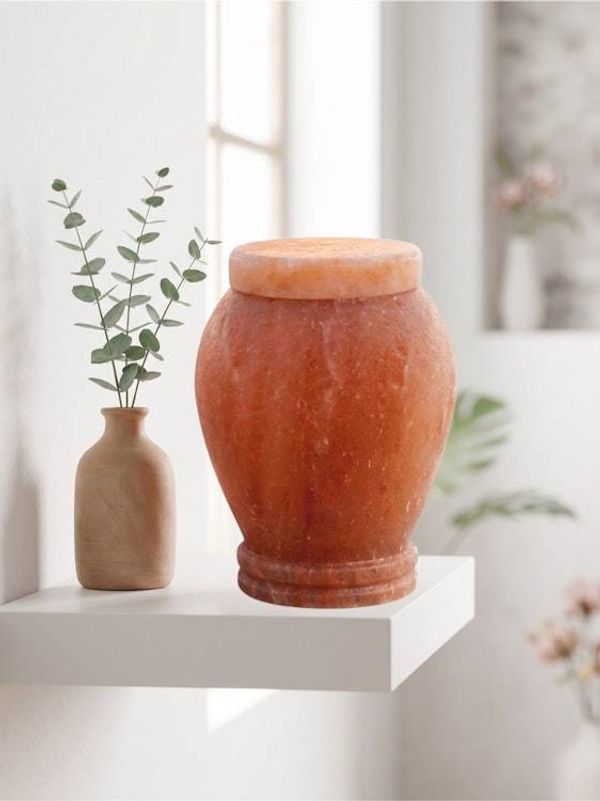 Alternate image for Natural Pink Himalayan Salt Cremation Urn for Child or Pet Ashes | Biodegradable & Water Soluble Memorial Urn