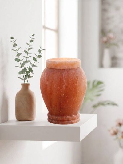 Alternate image for Natural Pink Himalayan Salt Cremation Urn for Child or Pet Ashes | Biodegradable & Water Soluble Memorial Urn