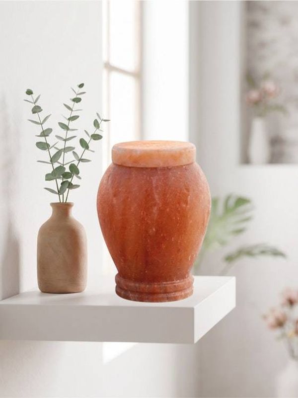 Alternate image for Natural Pink Himalayan Salt Cremation Urn for Child or Pet Ashes | Biodegradable & Water Soluble Memorial Urn