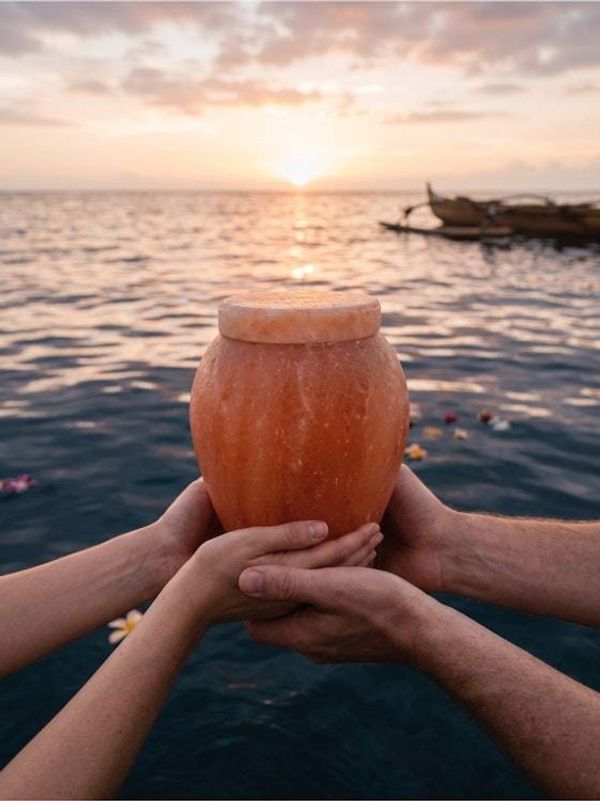 Alternate image for Natural Pink Himalayan Salt Cremation Urn for Child or Pet Ashes | Biodegradable & Water Soluble Memorial Urn