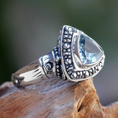 Primary image for Blue Topaz on Sterling Silver Ring Artisan Crafted Jewelry Kintamani Dream