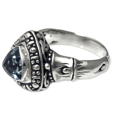 Alternate image for Blue Topaz on Sterling Silver Ring Artisan Crafted Jewelry Kintamani Dream