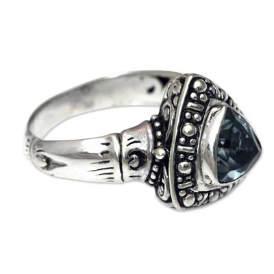 Alternate image for Blue Topaz on Sterling Silver Ring Artisan Crafted Jewelry Kintamani Dream