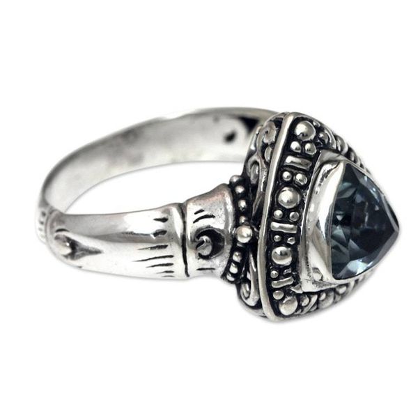 Alternate image for Blue Topaz on Sterling Silver Ring Artisan Crafted Jewelry Kintamani Dream
