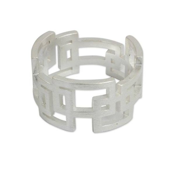 Alternate image for Thai Artisan Crafted Sterling Silver Band Ring Open Windows