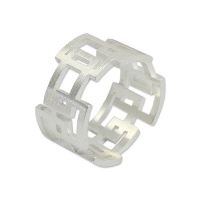 Alternate image for Thai Artisan Crafted Sterling Silver Band Ring Open Windows