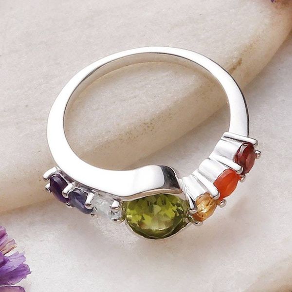 Alternate image for Hand Crafted Multi-Gemstone Cocktail Ring from India Chakra Allure