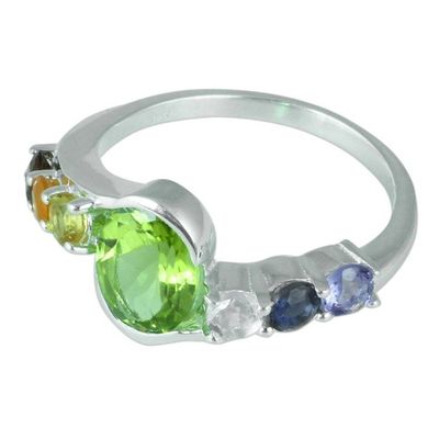 Alternate image for Hand Crafted Multi-Gemstone Cocktail Ring from India Chakra Allure