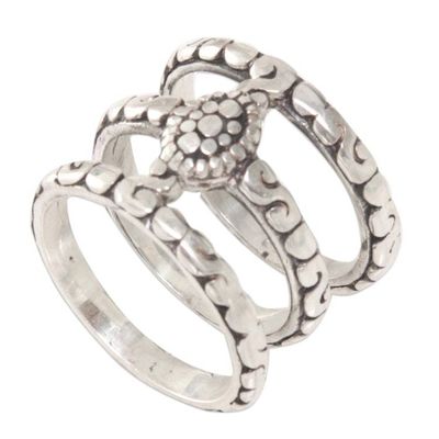 Alternate image for Hand Made Sterling Silver 3 Band Ring from Indonesia Bali Trio