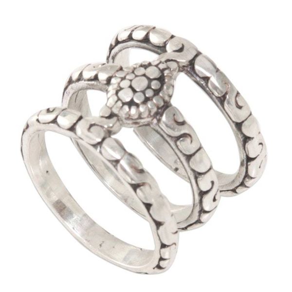 Alternate image for Hand Made Sterling Silver 3 Band Ring from Indonesia Bali Trio
