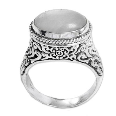 Alternate image for Rainbow Moonstone Single Stone Ring from Indonesia Bali Eye