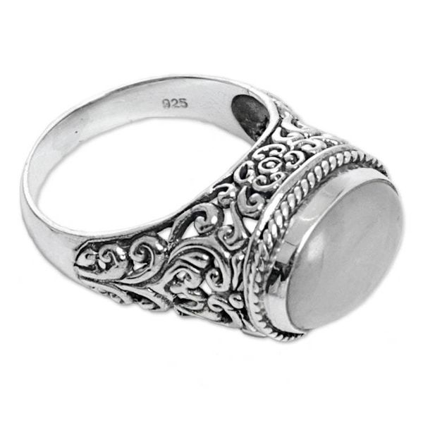 Alternate image for Rainbow Moonstone Single Stone Ring from Indonesia Bali Eye