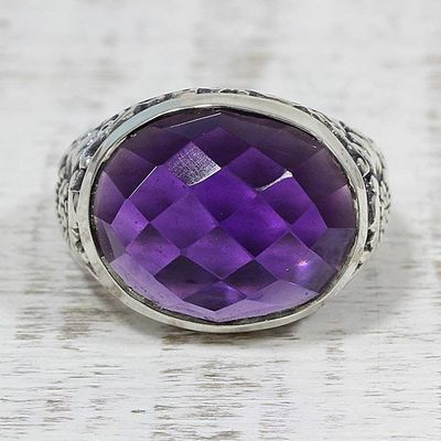 Primary image for Amethyst and Sterling Silver Cocktail Ring from India Lilac Glimmer