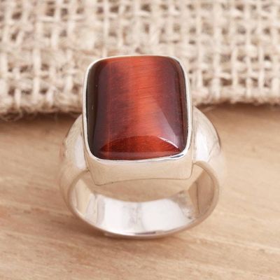 Primary image for Tigers Eye and Sterling Silver Single Stone Ring from Bali Colors of Earth