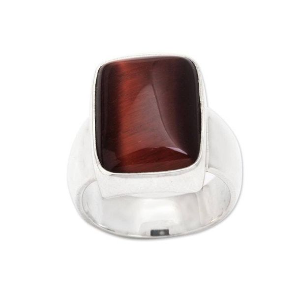 Alternate image for Tigers Eye and Sterling Silver Single Stone Ring from Bali Colors of Earth