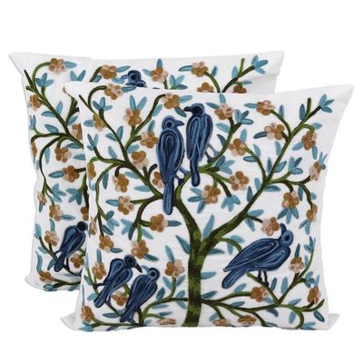 Alternate image for Cotton Aari Embroidery Cushion Covers Pair from India Natures Delight