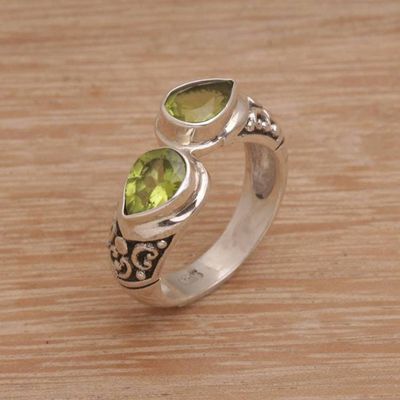 Primary image for Teardrop Peridot and Silver Cocktail Ring from Bali Temple Tears