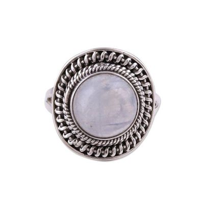 Alternate image for Sterling Silver and Rainbow Moonstone Cocktail Ring Mystical Delight