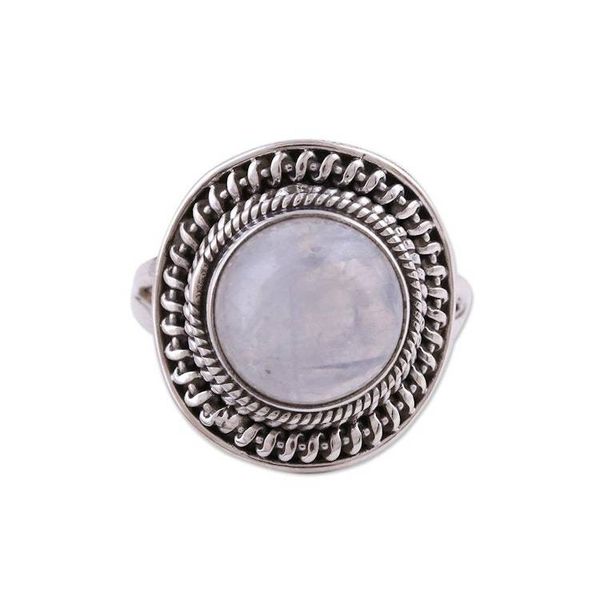 Alternate image for Sterling Silver and Rainbow Moonstone Cocktail Ring Mystical Delight
