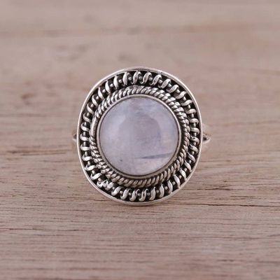 Alternate image for Sterling Silver and Rainbow Moonstone Cocktail Ring Mystical Delight