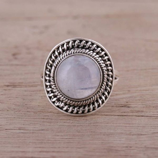 Alternate image for Sterling Silver and Rainbow Moonstone Cocktail Ring Mystical Delight