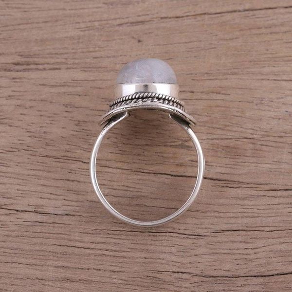 Alternate image for Sterling Silver and Rainbow Moonstone Cocktail Ring Mystical Delight