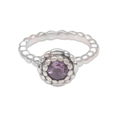 Alternate image for Single Stone Amethyst and Sterling Silver Ring Pretty Posy