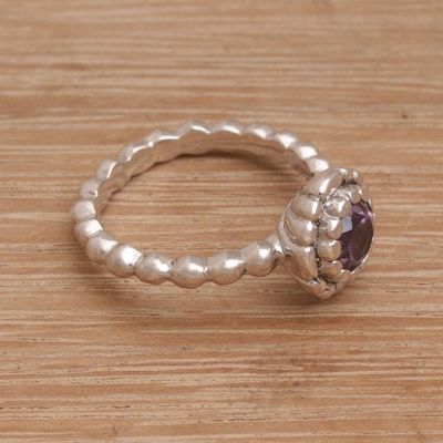 Alternate image for Single Stone Amethyst and Sterling Silver Ring Pretty Posy