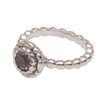 Alternate image for Single Stone Amethyst and Sterling Silver Ring Pretty Posy