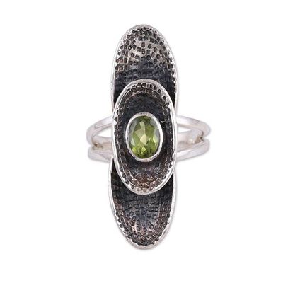 Alternate image for Sterling Silver Oval Faceted Green Peridot Cocktail Ring Oval Fantasy
