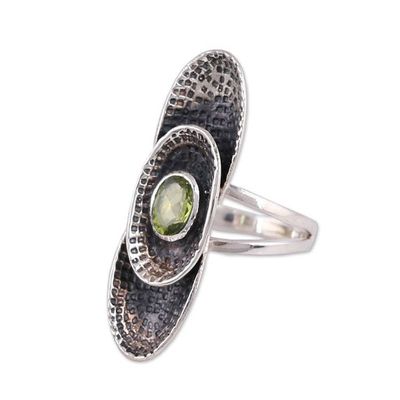 Alternate image for Sterling Silver Oval Faceted Green Peridot Cocktail Ring Oval Fantasy