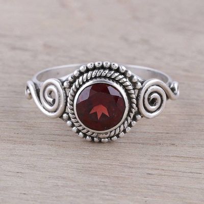 Primary image for Spiral Motif Garnet Cocktail Ring from India Assam Allure