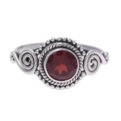Alternate image for Spiral Motif Garnet Cocktail Ring from India Assam Allure