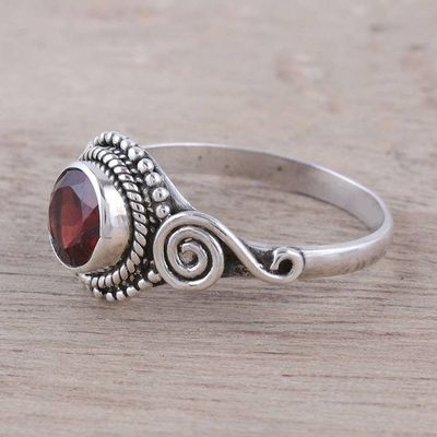 Alternate image for Spiral Motif Garnet Cocktail Ring from India Assam Allure