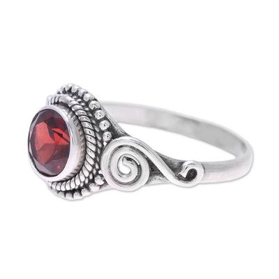 Alternate image for Spiral Motif Garnet Cocktail Ring from India Assam Allure