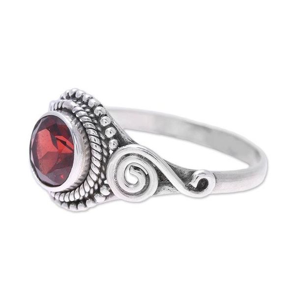 Alternate image for Spiral Motif Garnet Cocktail Ring from India Assam Allure