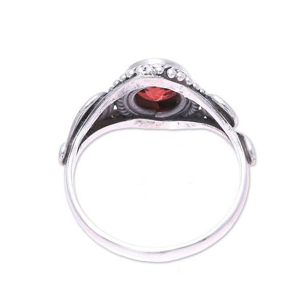 Alternate image for Spiral Motif Garnet Cocktail Ring from India Assam Allure