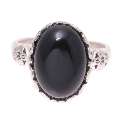 Alternate image for Oval Onyx Cocktail Ring in Black from India Glamorous Beauty in Black