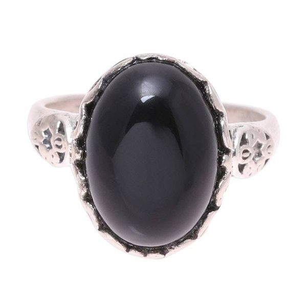 Alternate image for Oval Onyx Cocktail Ring in Black from India Glamorous Beauty in Black