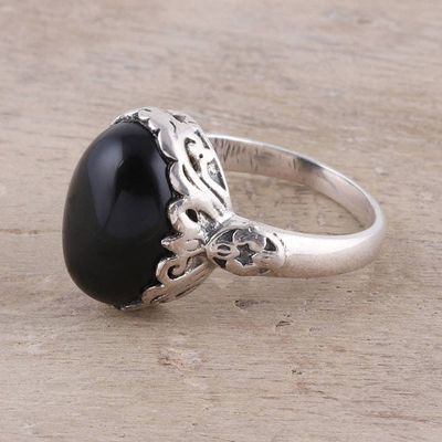 Alternate image for Oval Onyx Cocktail Ring in Black from India Glamorous Beauty in Black